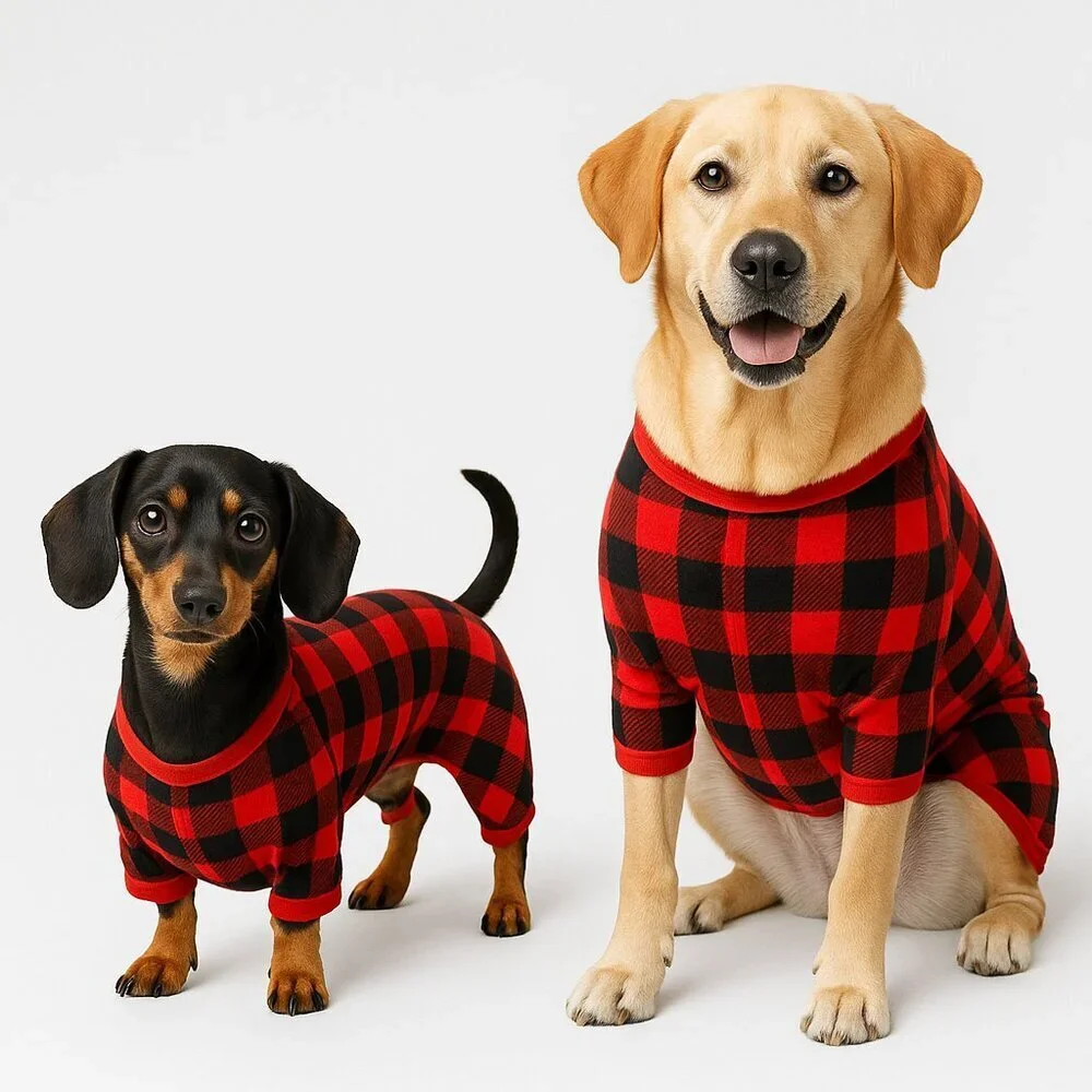 Wondershop Dog-Cat Christmas Sweater Pajama Buffalo Check Red-Black XS/S/L/XL